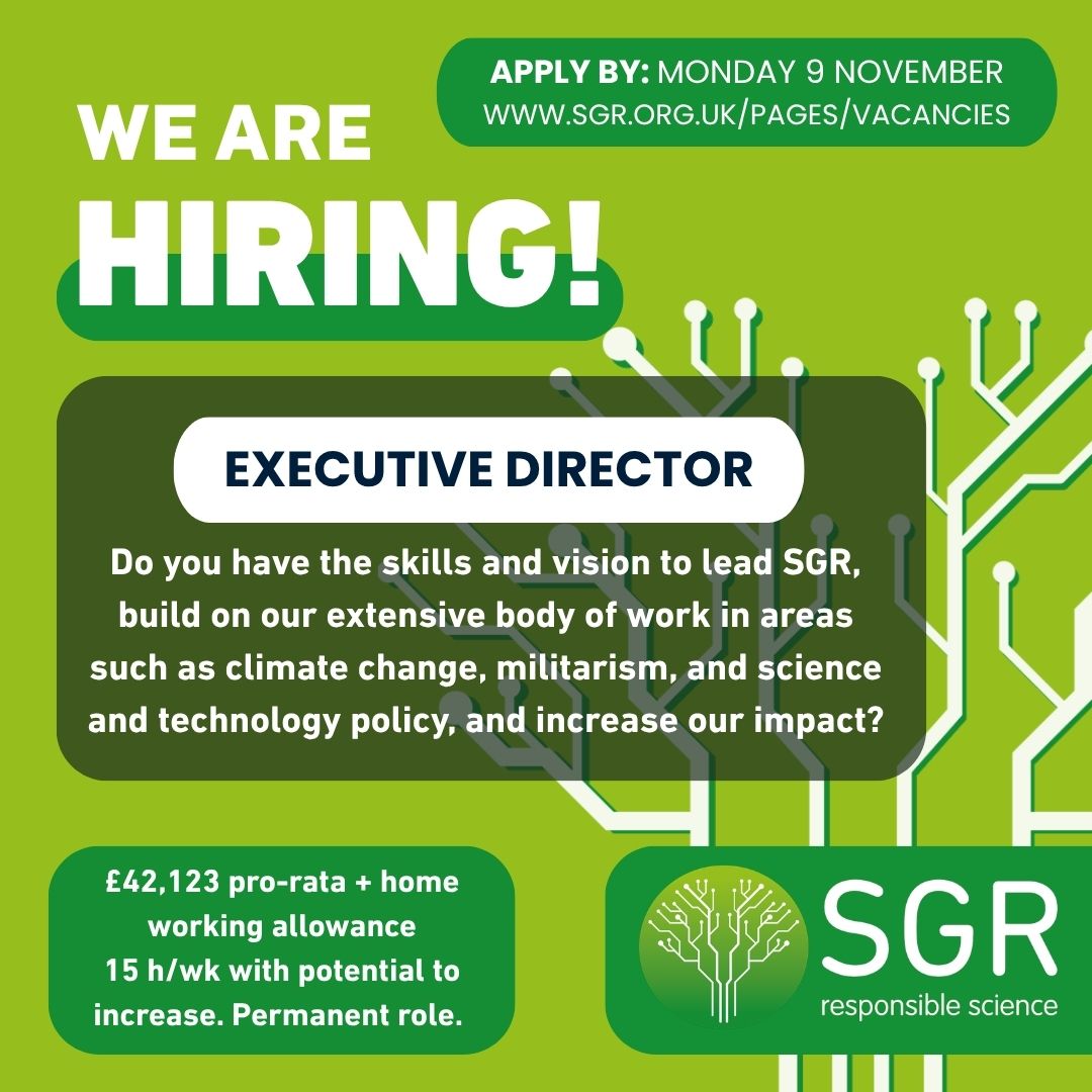 Image summarising the job advert, with SGR logo