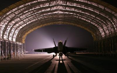Fighter Jet Plane in hangar