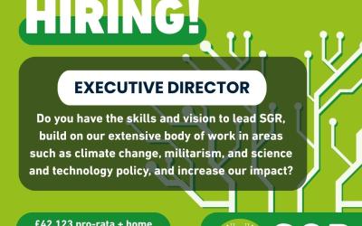 Poster summarising key details of the Exec Director job