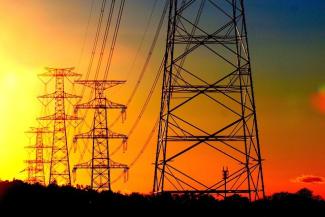 Electricity pylons at sunset 