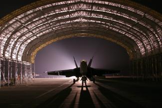 Fighter Jet Plane in hangar