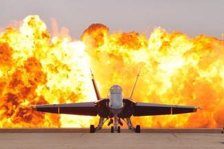 Fighter jet with fire 